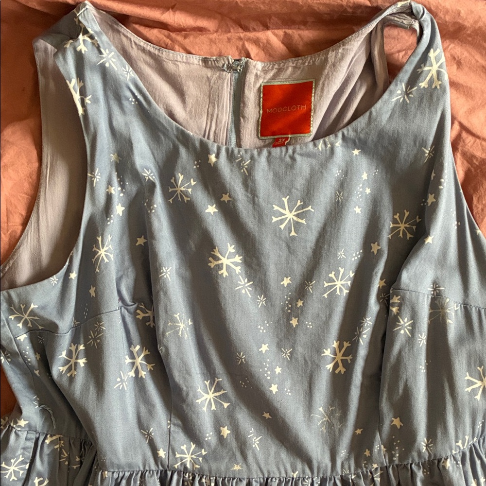 ModCloth Light Blue Dress with Snowfall Pattern